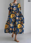 Vestido holgado de cuello redondo con estampado de efecto 3D para mujer