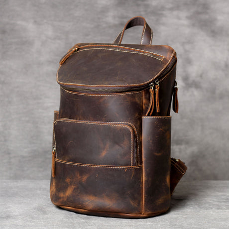 Retro Crazy Horse Leather Backpack For Men And Women - Dazpy