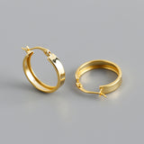 Women's Fashion Simple Wide Flat Bottom Round Earrings - Dazpy