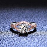 Mosan Diamond  Female Silver Ring Gold Exaggerated Two Colors - Dazpy