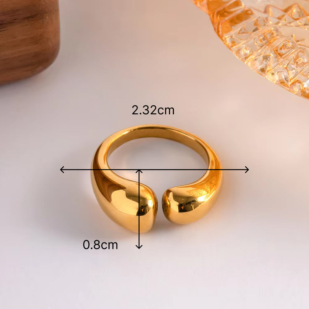 Anillo ajustable grueso chapado en oro pulido de moda