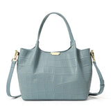 Elegant Crocodile Pattern Leather Handbag for Women - Large Capacity Basket Bag