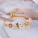 Bee Flowers And Beans Adjustable Bracelet - Dazpy