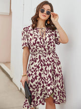 Casual Fashion Short Sleeve V-neck Printed Dress