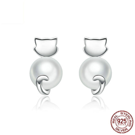 Sterling Silver Pearl Earrings Anti Allergy Temperament Silver Studs - Dazpy