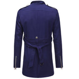 Double-breasted Large Lapel Men's Casual Slim-fit Mid-length Woolen Trench Coat