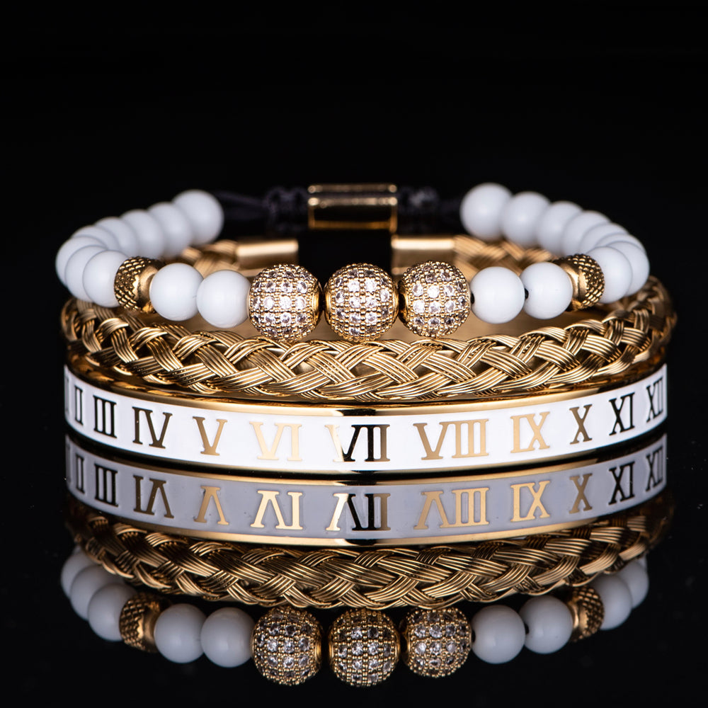 Crown With Roman Numerals Stainless Steel Bracelet - Dazpy