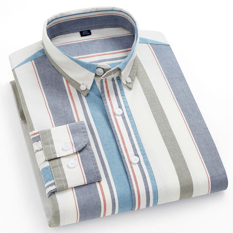 Striped Cotton Oxford Anti-wrinkle Casual Shirt For Men