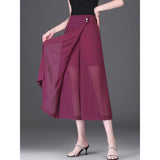 Elegante Chiffon-Caprihose mit weitem Bein