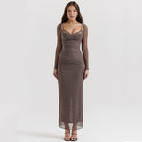 Elegant Sheer Long Sleeve Maxi Dress