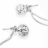 S925 Silver Tassel Long Round Face Delicate Niche O Diamond Stitching Earrings - Dazpy