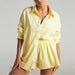 High Waist Cotton Linen Shirt and Shorts Set