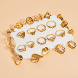 24 PCS Box 100 PCS Box Fashion Ring Set Gold Plated Stainless Steel Rings For Women Girls - Dazpy