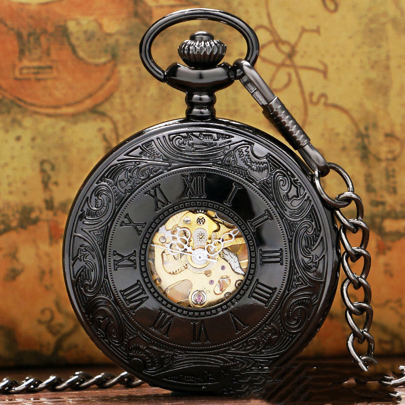 Retro Double Display Roman Literal Mechanical Pocket Watch - Dazpy