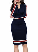 Vestido midi de manga larga con cremallera para mujer