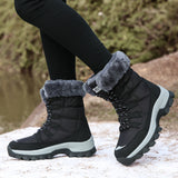 Botas de nieve cálidas con forro polar para exteriores para mujer