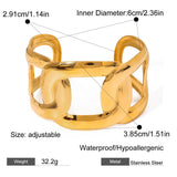 Gold Plated Stainless Steel Wide Open Oval Cuff Bracelet