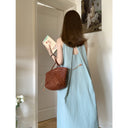 Pea-Green Backless Halter A-Line Long Dress