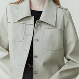 Retro Leder Damenjacke