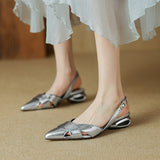 2024 Casual Chic Leather Heeled Sandals with Buckle Strap