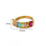 Anillos de circonitas multicolores para mujer - Acero inoxidable color dorado