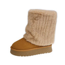 Women's Tall PU Lace-Up Plush-Lined Boots