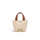 Encantador bolso tipo cubo de lona con diseño de queso bordado
