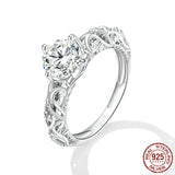 Luxurious Zircon Pattern Ring White Gold Plated - Dazpy