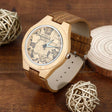 Women's Engraved Bamboo Photo Watch Wooden Leather Strap 40mm - Dazpy