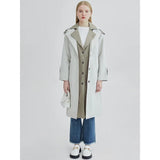 Contrasting Color Women's Trench Coat