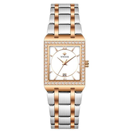 Grip Love Belt Diamond Waterproof Square Steel Band Quartz Women's Watch - Dazpy