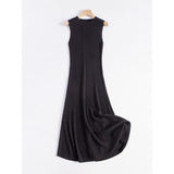 Elegant Sleeveless Wool Blend Mid-Calf Dress