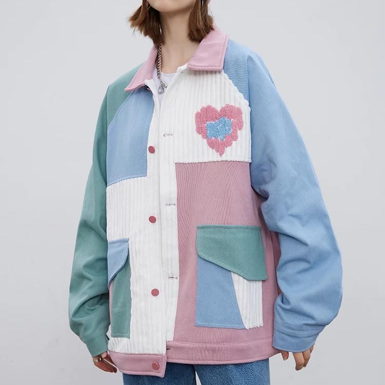 Chaqueta con corazón de patchwork de hip hop