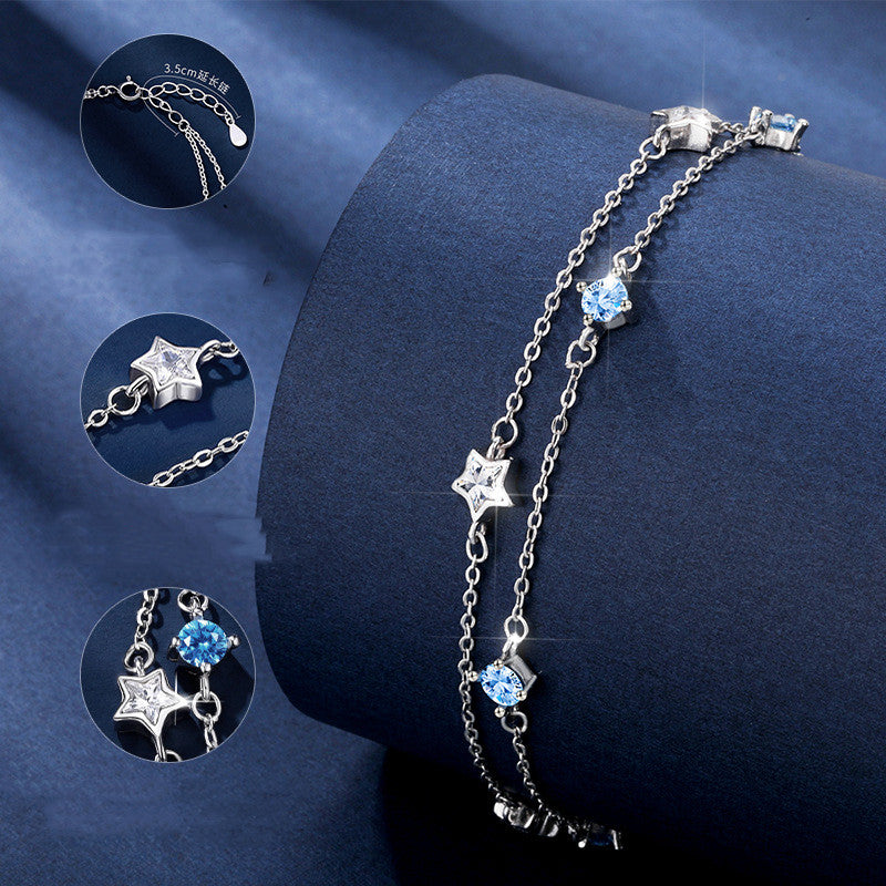 Double Layer Star Bracelet Female S925 Sterling Silver - Dazpy