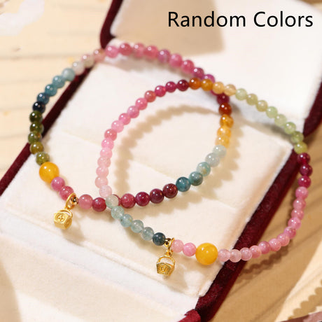 Single-loop Tourmaline Charm Bracelet With Nissin Charm - Dazpy