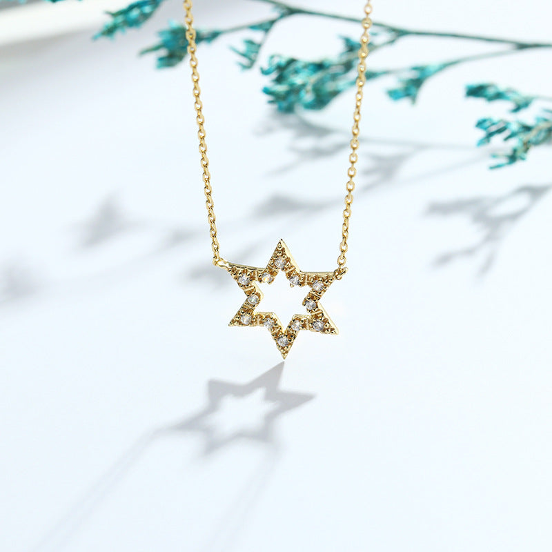 Jewelry Hexagon Star Necklace Clavicle Chain - Dazpy