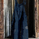 Women's Black Printed Loose Suspender Jumpsuit