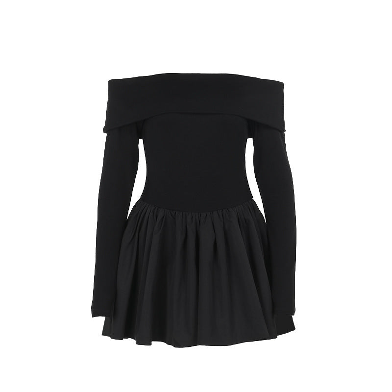 Off-Shoulder A-Linie Kleid Damen Mode Rückenfrei