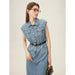 Summer Chic Sleeveless Denim Dress - Cotton Casual Straight Knee-Length