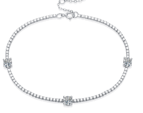 Silver Inlay Moissanite Round Bracelet - Dazpy