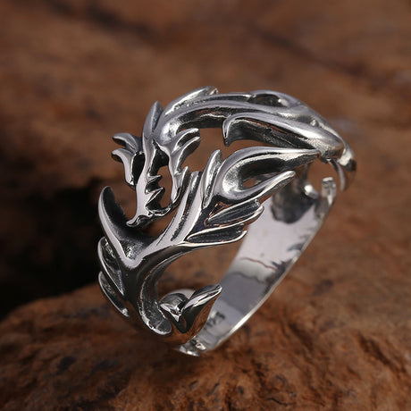 925 Sterling Silver Ornament Men's Personality Hollow Out Dragon Open Ring Thai Silver Retro Hipster Ring - Dazpy