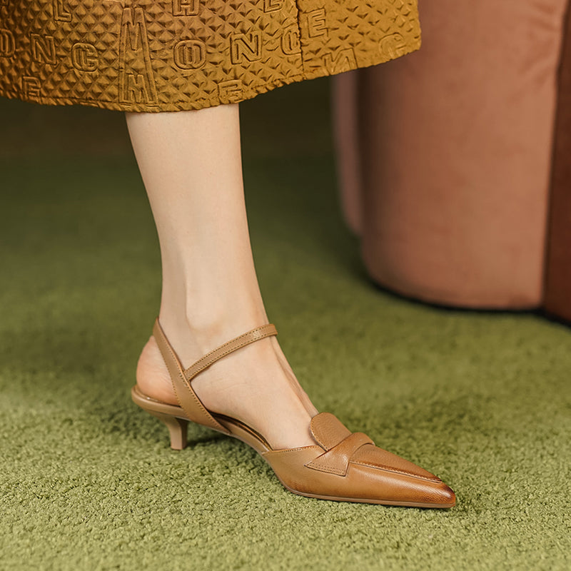 Elegante Slingback Heels aus Leder – Spitz zulaufende High Heels für Damen im Sommer 2023