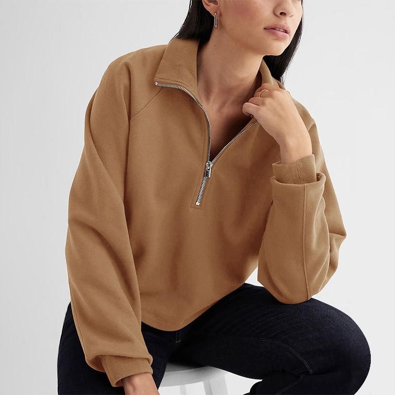 Cozy Autumn Fleece Zip-Up Pullover