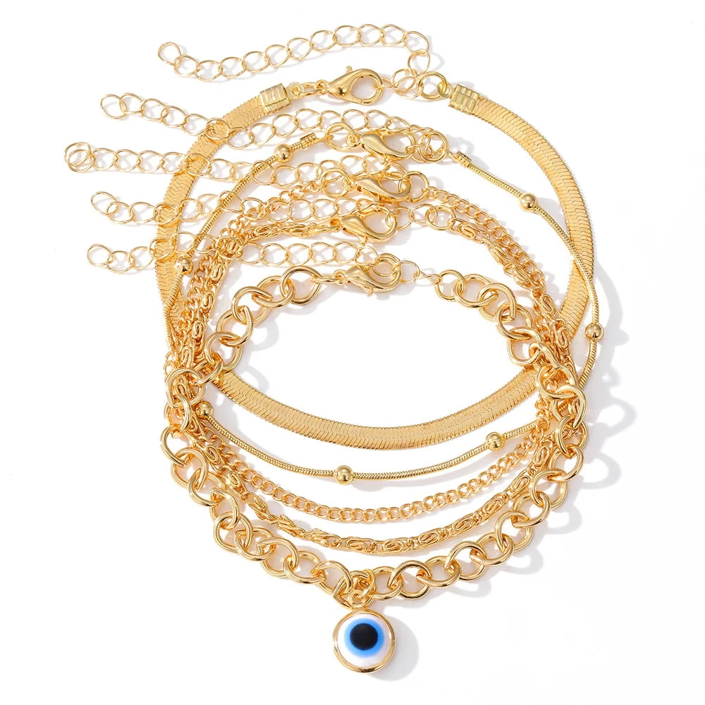 Pulsera tobillera de mal de ojo azul