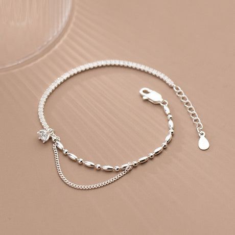 Silver Bracelet Femininity Simple Row Diamond Asymmetry - Dazpy