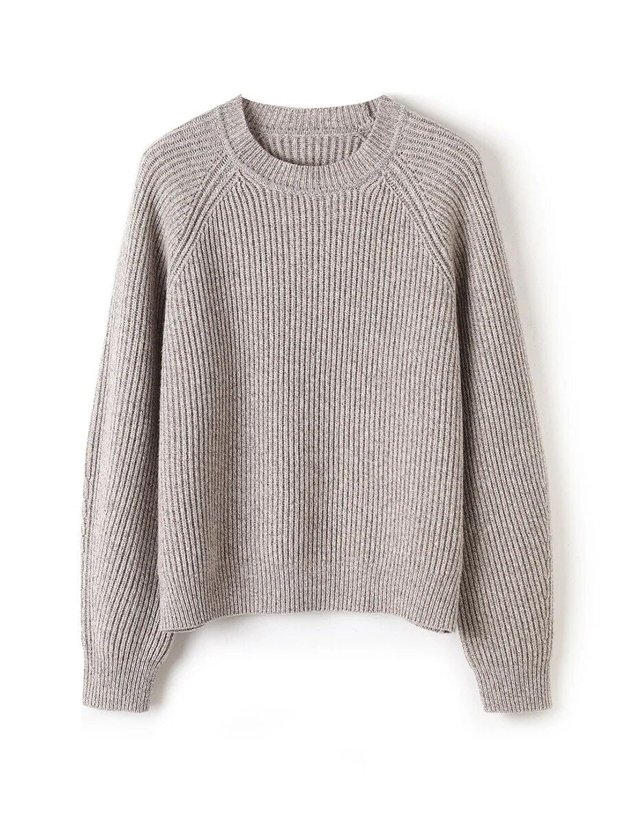 Melange Wool Warm Loose-Fit Pullover