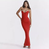 Elegant Off-Shoulder Fishbone Bodycon Maxi Dress