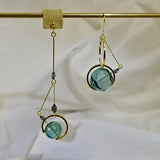 Original Vintage Glass Ball Asymmetrical Hand Made Earrings - Dazpy