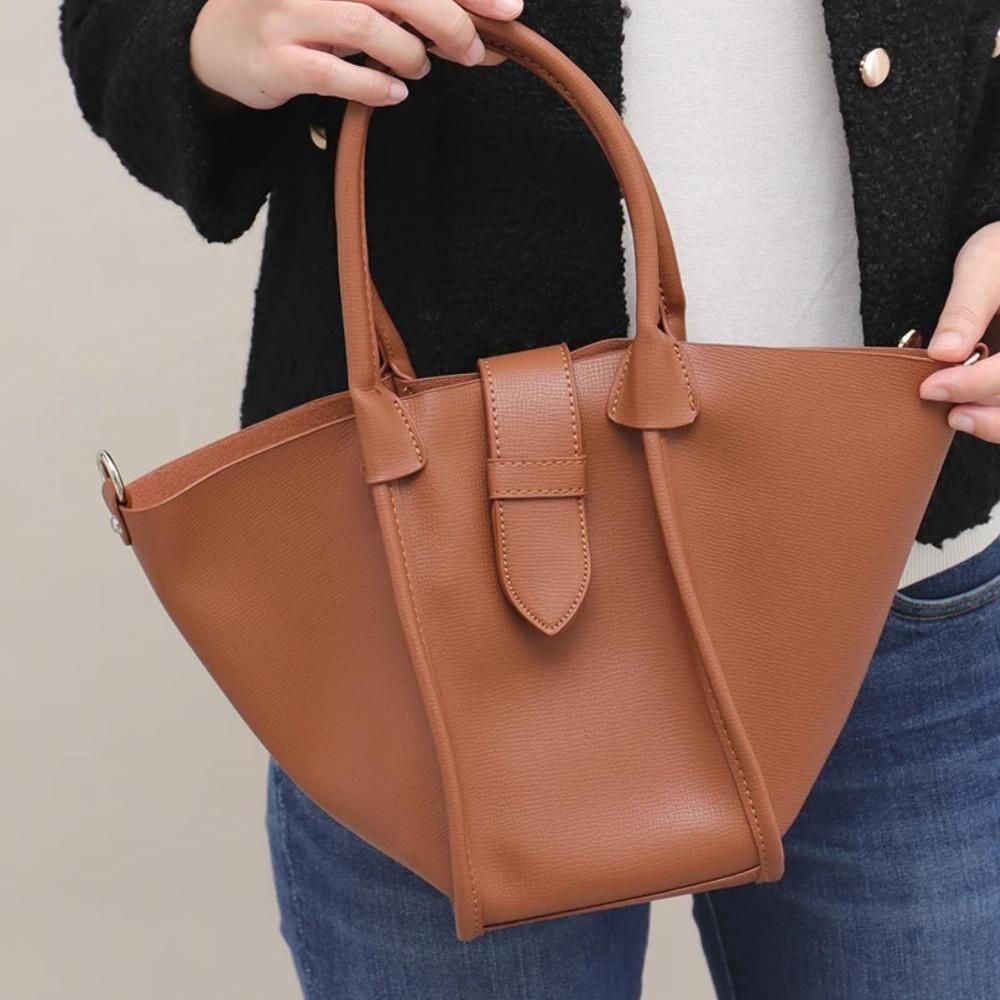 Vegan Leather Trapeze Shoulder Bag