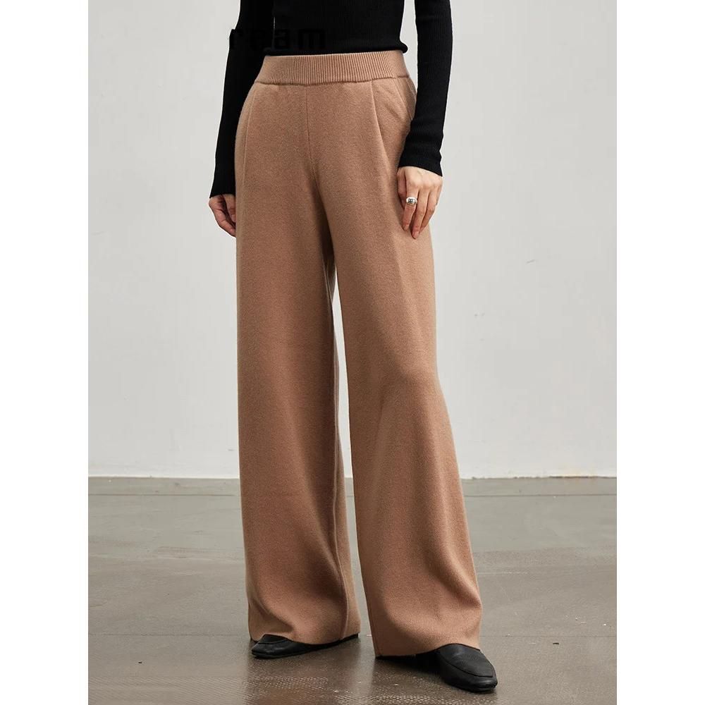 Pantalones anchos de invierno en mezcla de lana para mujer